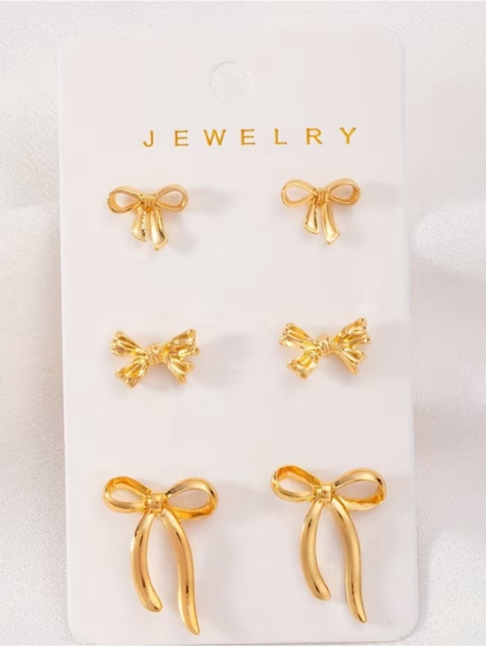 Gold Bow Stud Earring Set - 3 Pair